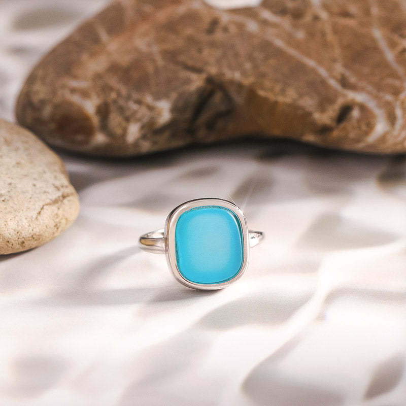 S925 Thalassophile Irregular Sea Glass Ring