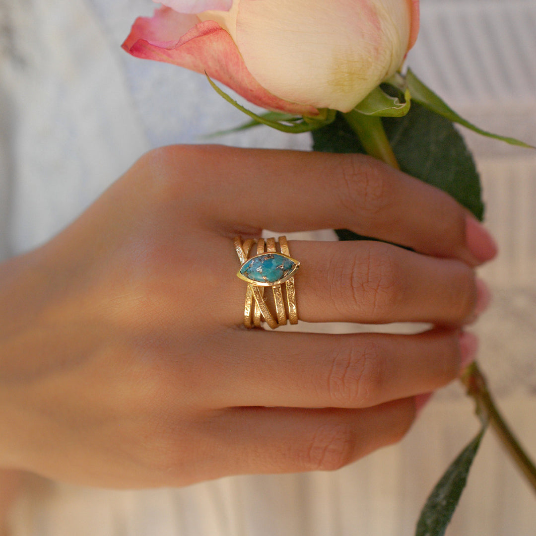 S925 Teardrop Turquoise Ring