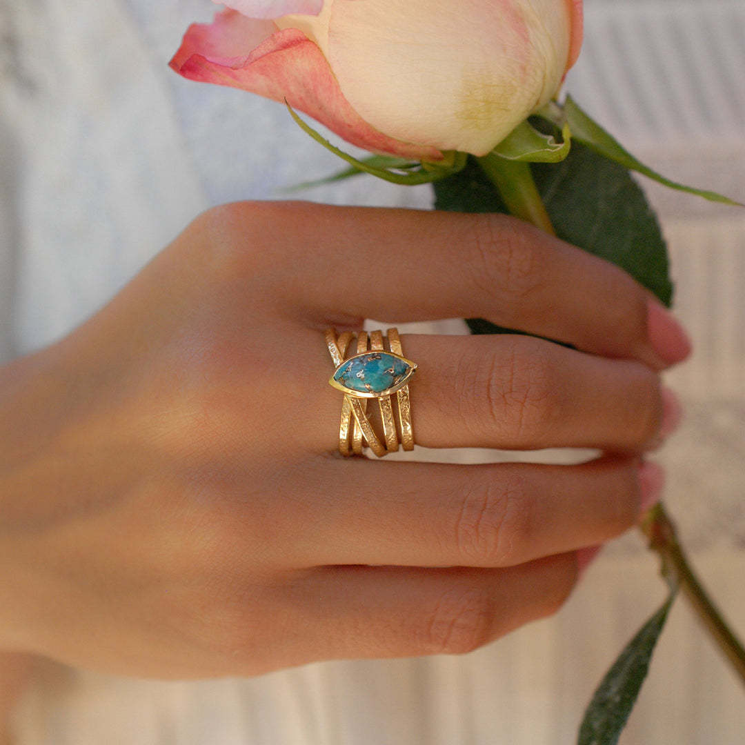 S925 Teardrop Turquoise Ring