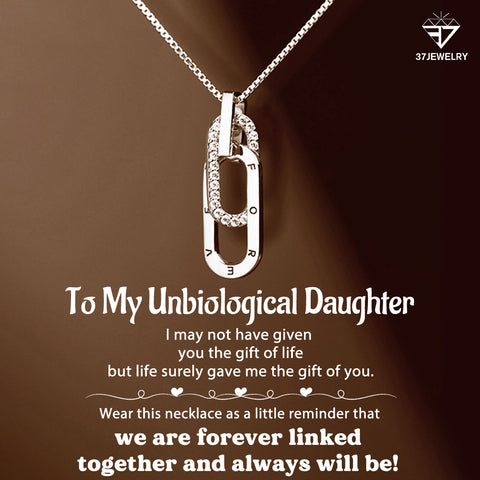 thumbnail image 2 of Sterling Silver Unbiological Daughter Necklace - S925 Adjustable Interlocking Circle Pendant 2 of 13
