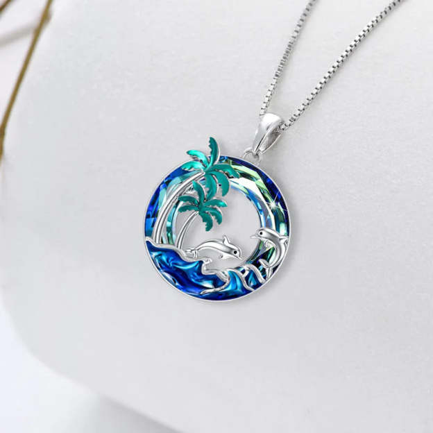 S925 Sometimes You Need to Slow Down and Breathe Palm Tree Crystal Necklace