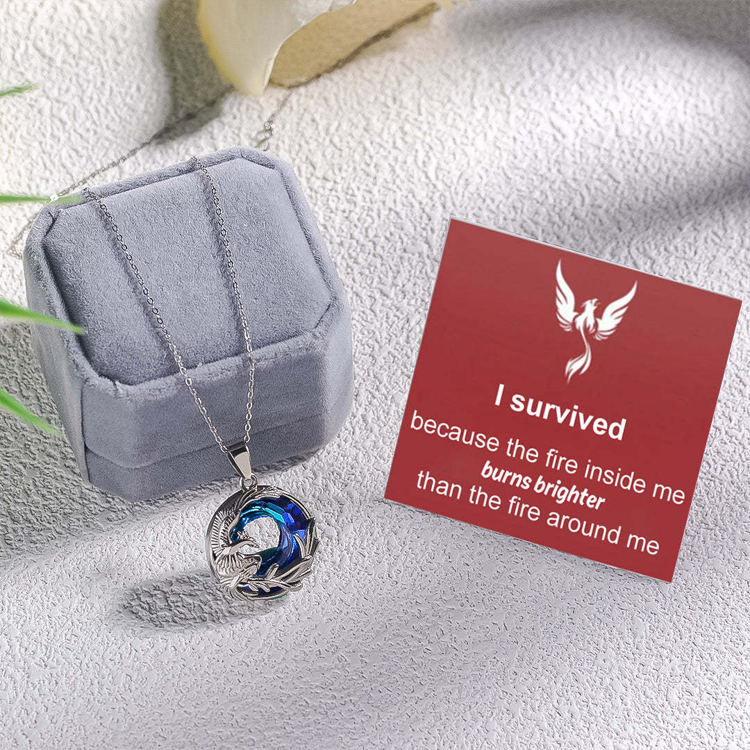 S925 I Survived Because The Fire Inside Me Burns Brighter Than The Fire Around Me Phoenix Crystal Necklace