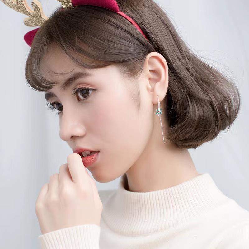 S925 Snowflake Ear Line Earrings