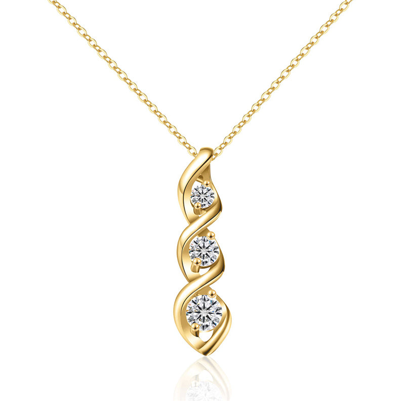 For Mother - S925 Thanks for Sharing Your DNA Three Diamond Spiral Necklace