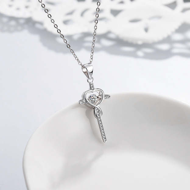 For Friend - Sisters in Christ Beating Cross Necklace