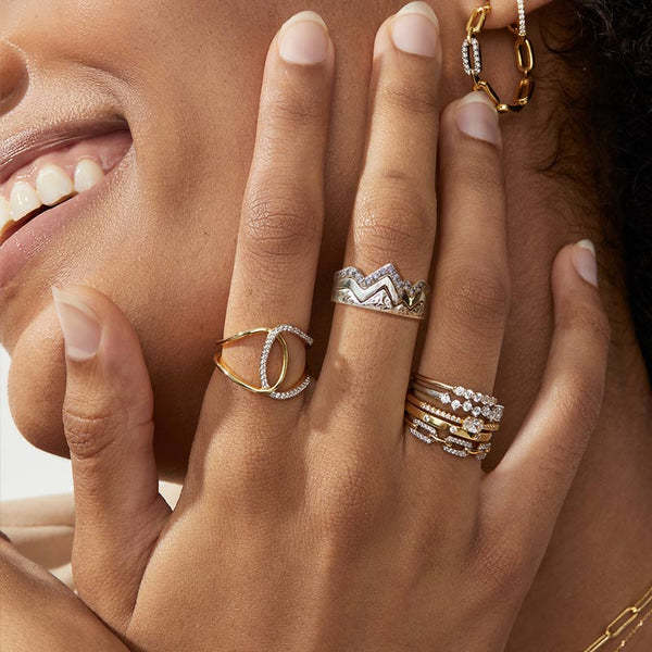 For Mother - S925 I Love You to the Mountain and Back Triple Stacked Mountain Ring