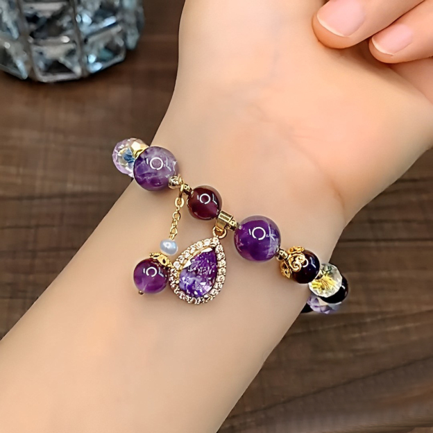 Amethyst Drop Beaded Bracelet