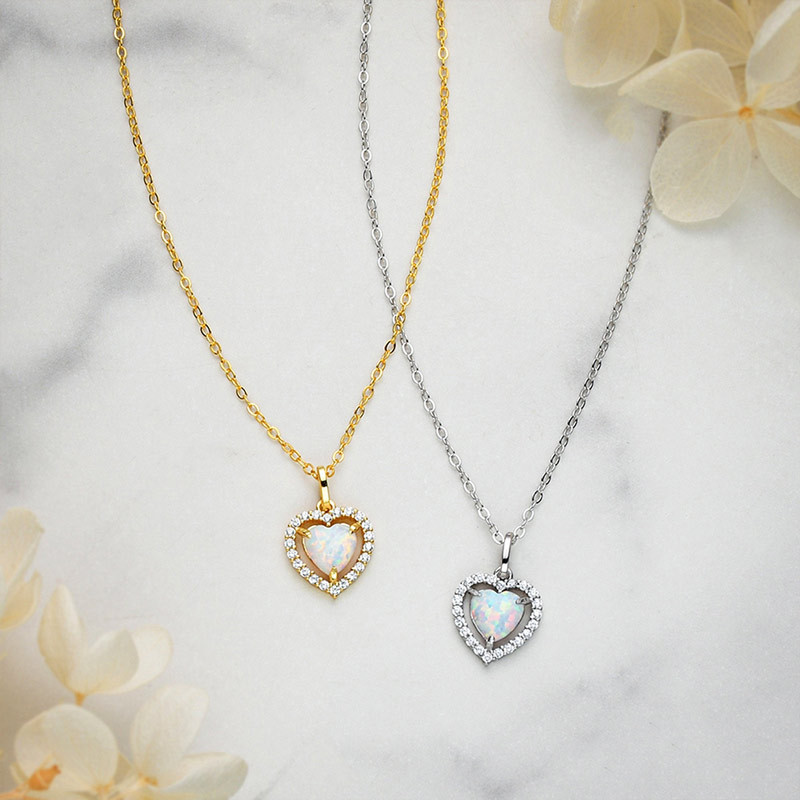 For Self - S925 Love Yourself Unconditionally Heart Opal Necklace
