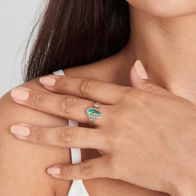 Turquoise Leaf Vintage Ring
