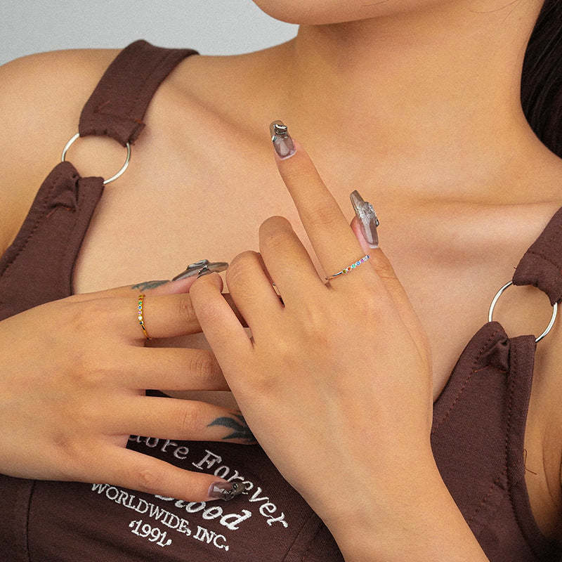 S925 Colorful Zironic Simple Stackable Ring