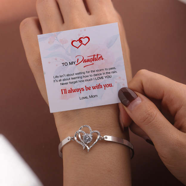 For Daughter - S925 I’ll Always be with You Double Heart Crystal Bracelet