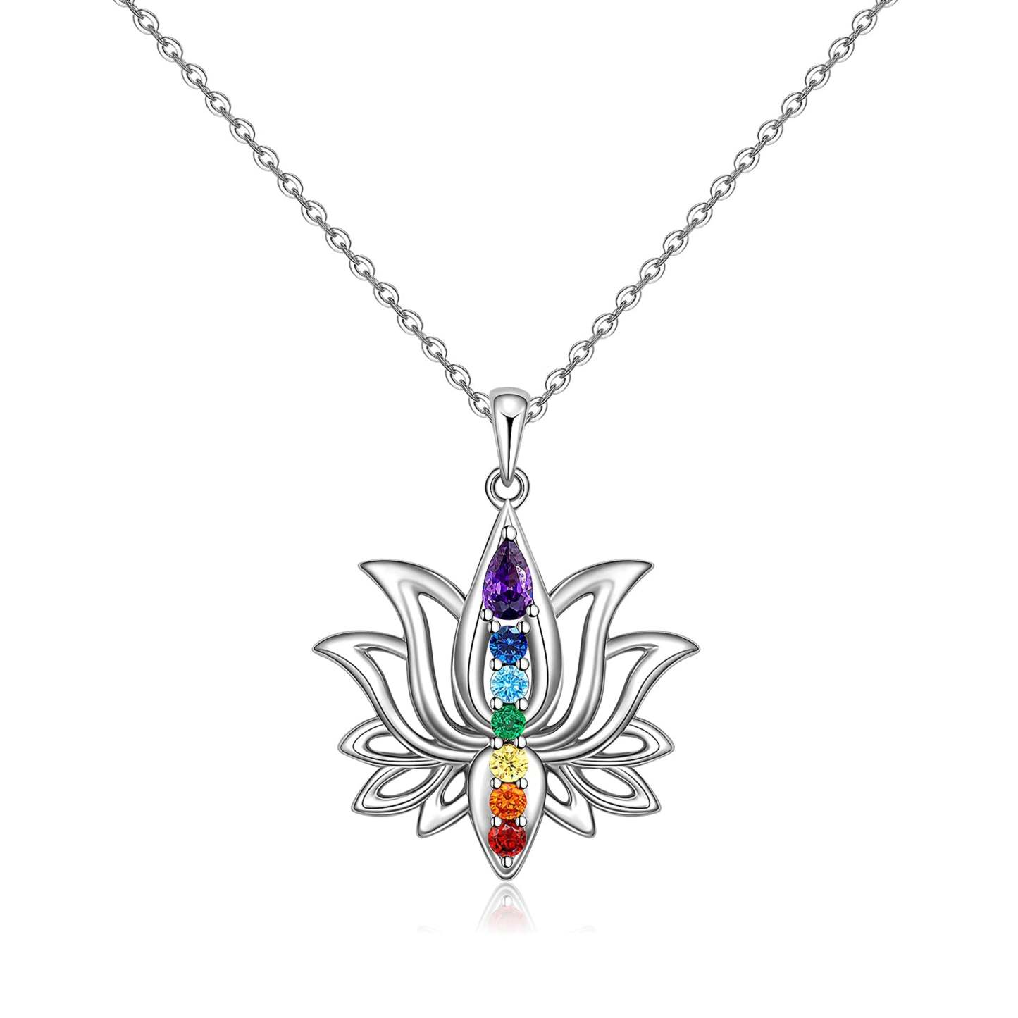 S925 Move On Colorful Lotus Necklace