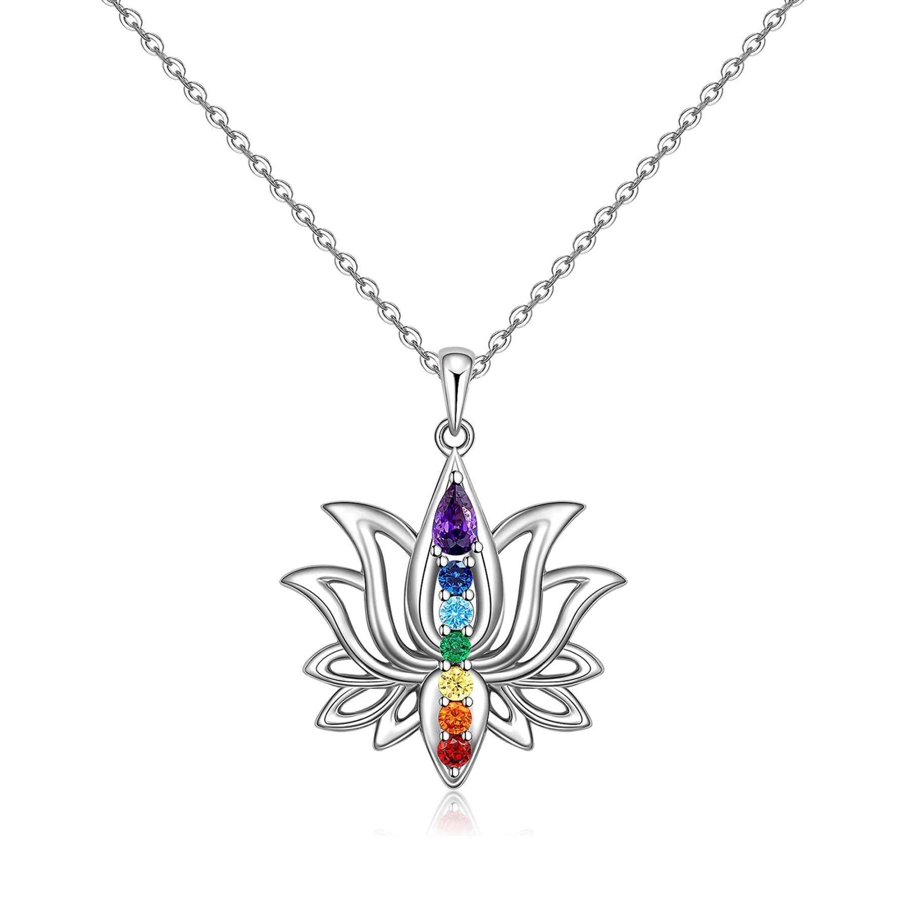 S925 Move On Colorful Lotus Necklace