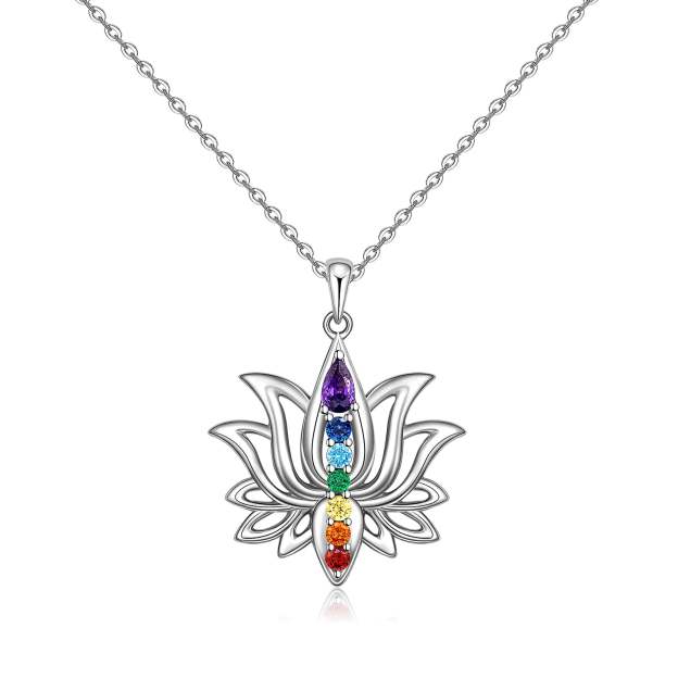 S925 Move On Colorful Lotus Necklace