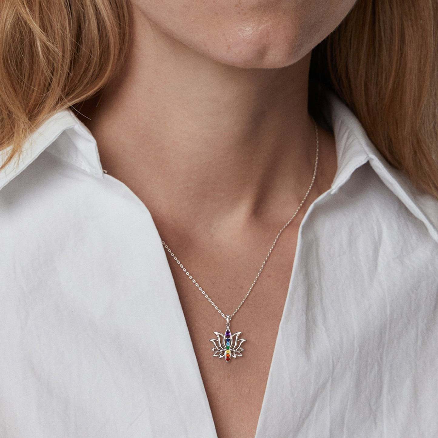 S925 Move On Colorful Lotus Necklace