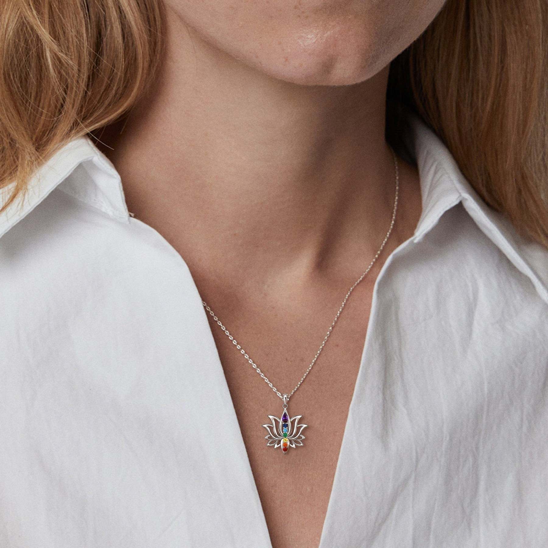 S925 Move On Colorful Lotus Necklace