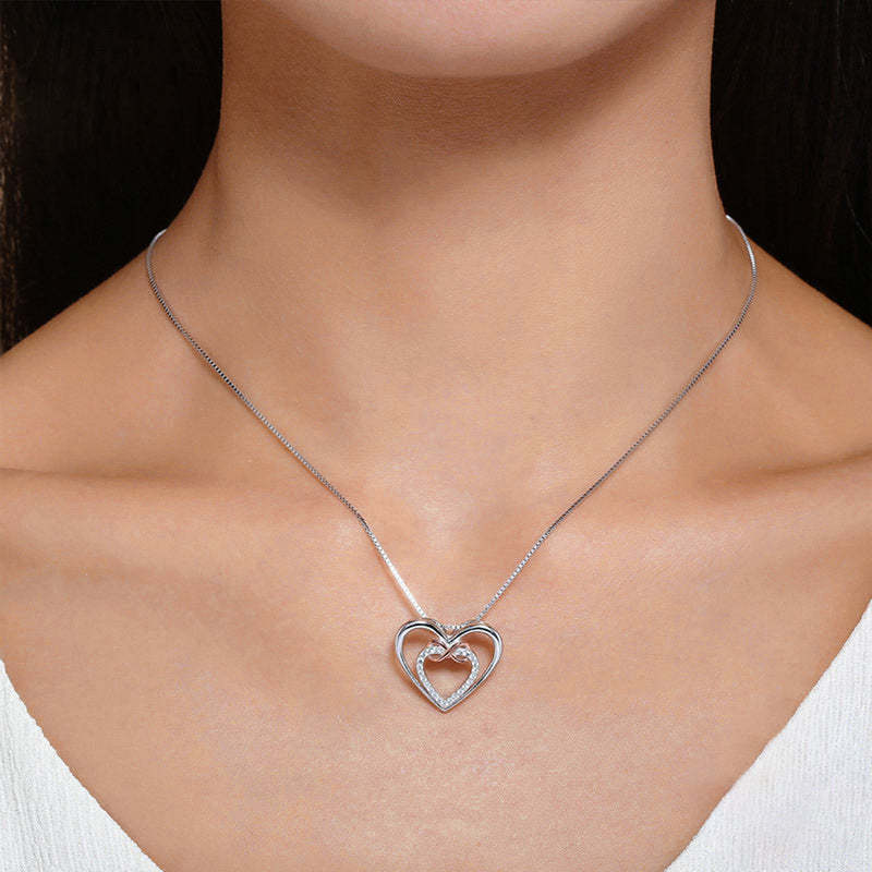 For Granddaughter - S925 Always Keep Me in Your Heart for You are Always in Mine Two hearts Infinity Necklace