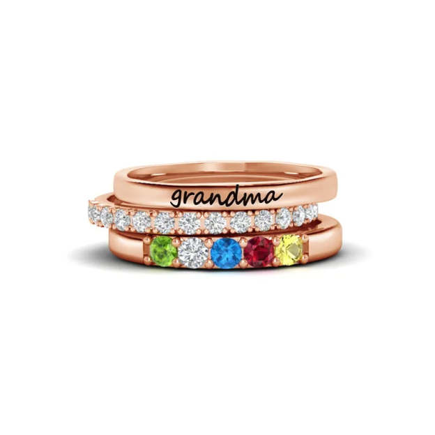 For Grandmother - S925 Birthstone Custom Ring