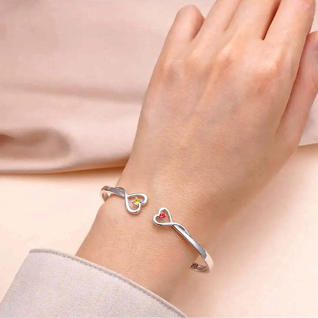 For Granddaughter - I Will Always Be with You Love Forever Birthstone Double Heart Heart Bracelet