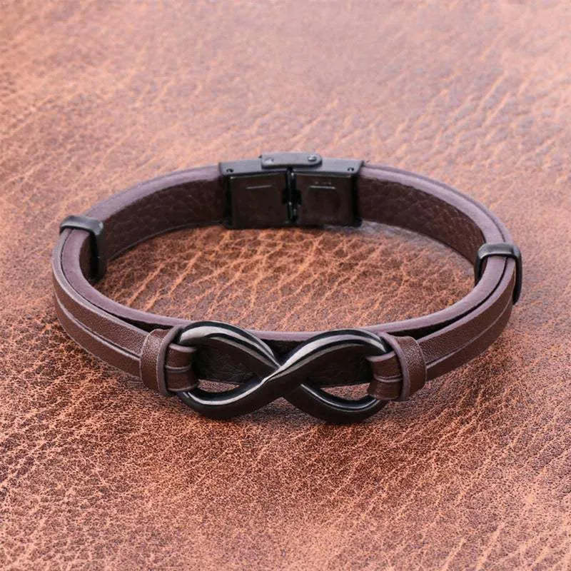 For Love - I Love You Until Infinity Runs Out Leather Bracelet