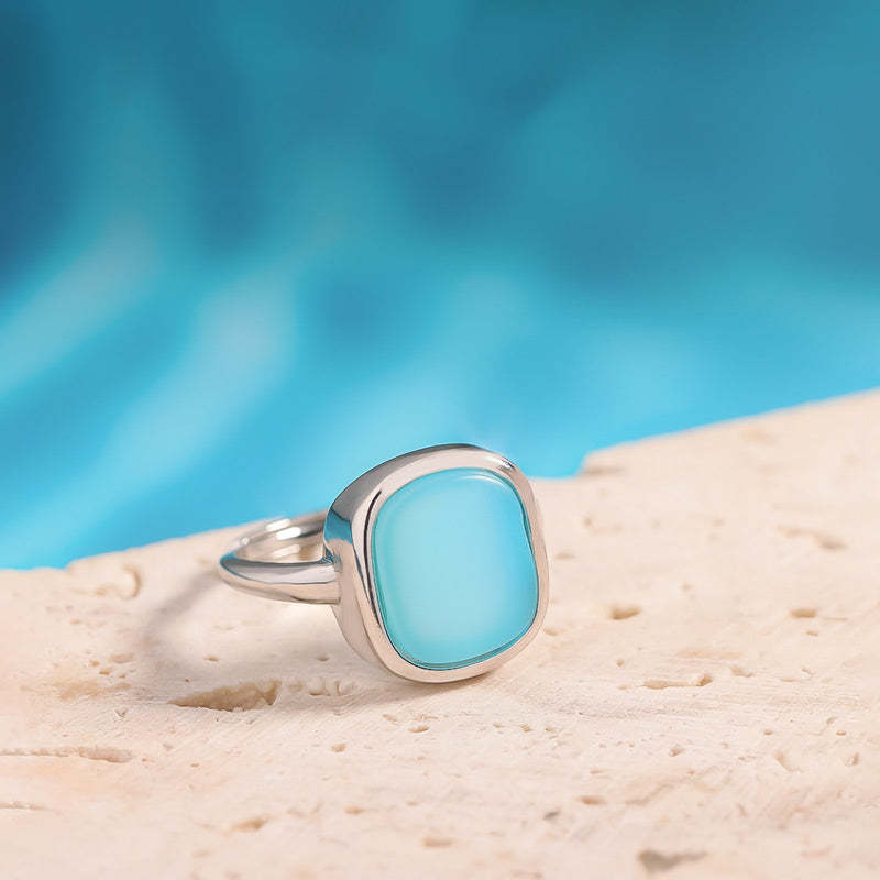 S925 Thalassophile Irregular Sea Glass Ring