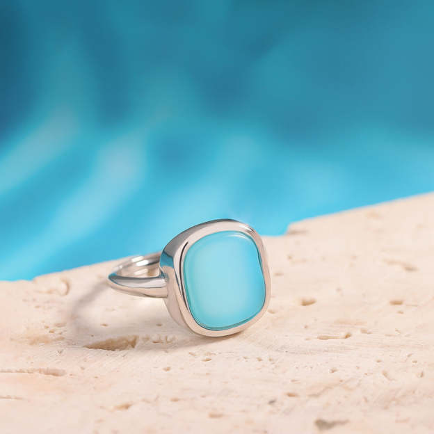 S925 Thalassophile Irregular Sea Glass Ring