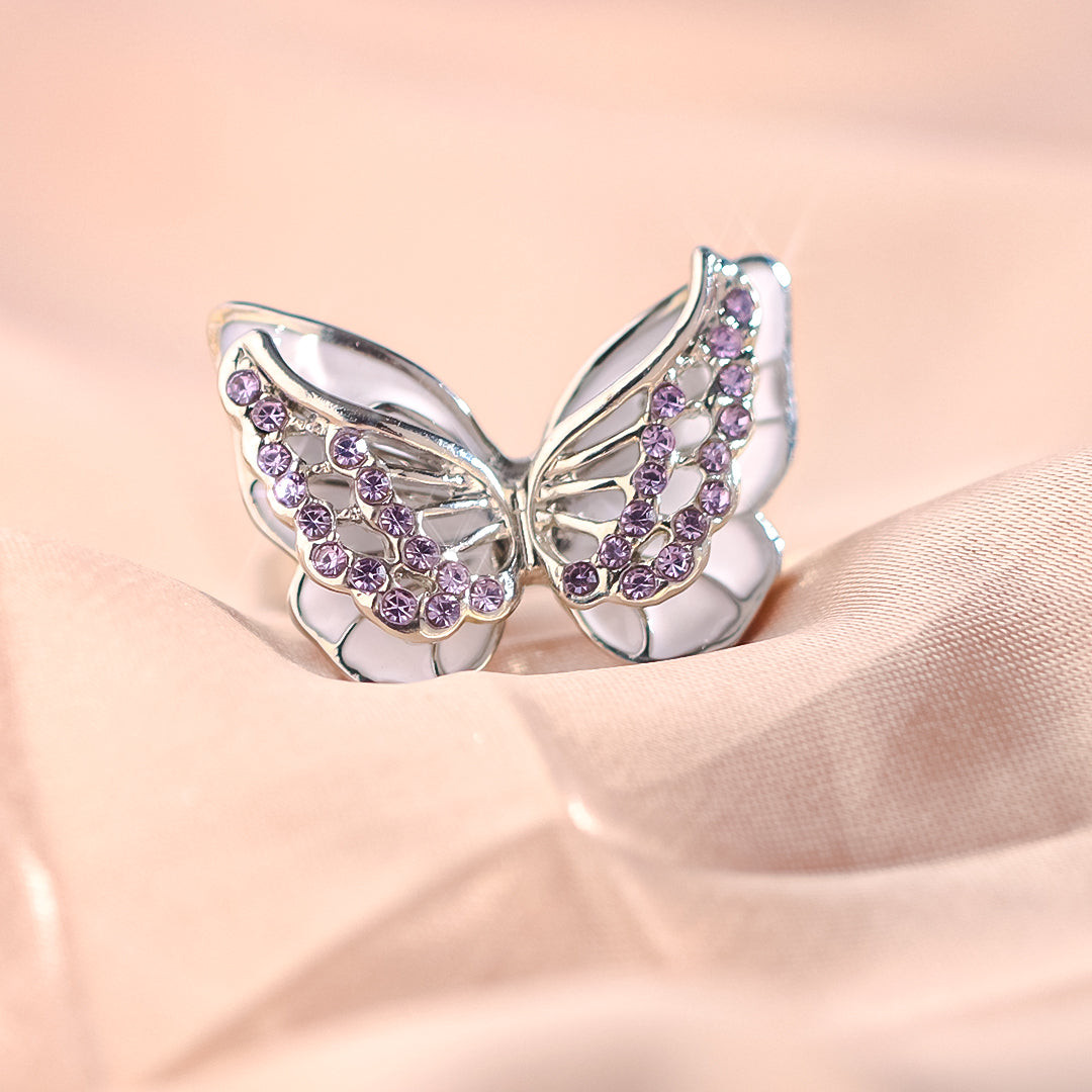 For Memorial - Those We Love Fly with Us Diamond Double Butterfly Ring