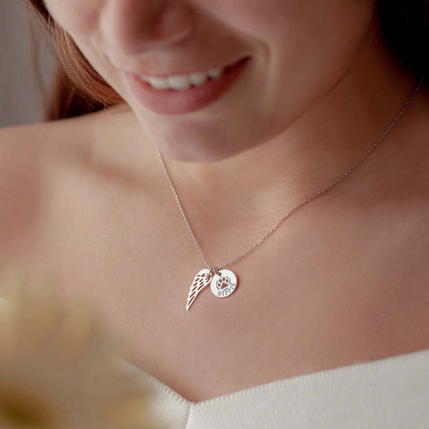 For Memorial - S925 You Will Never Leave My Heart Pet Name Custom Necklace