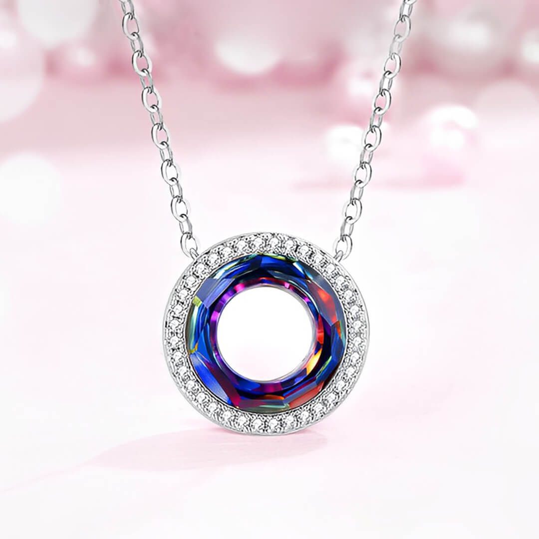 For Self - S925 A Woman is the Full Circle Crystal Circle Necklace