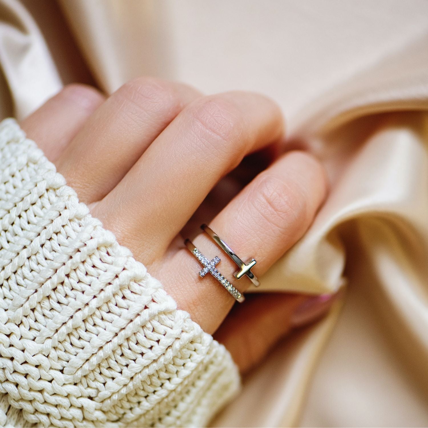 For Daughter - S925 Pray Through It Double Cross Ring