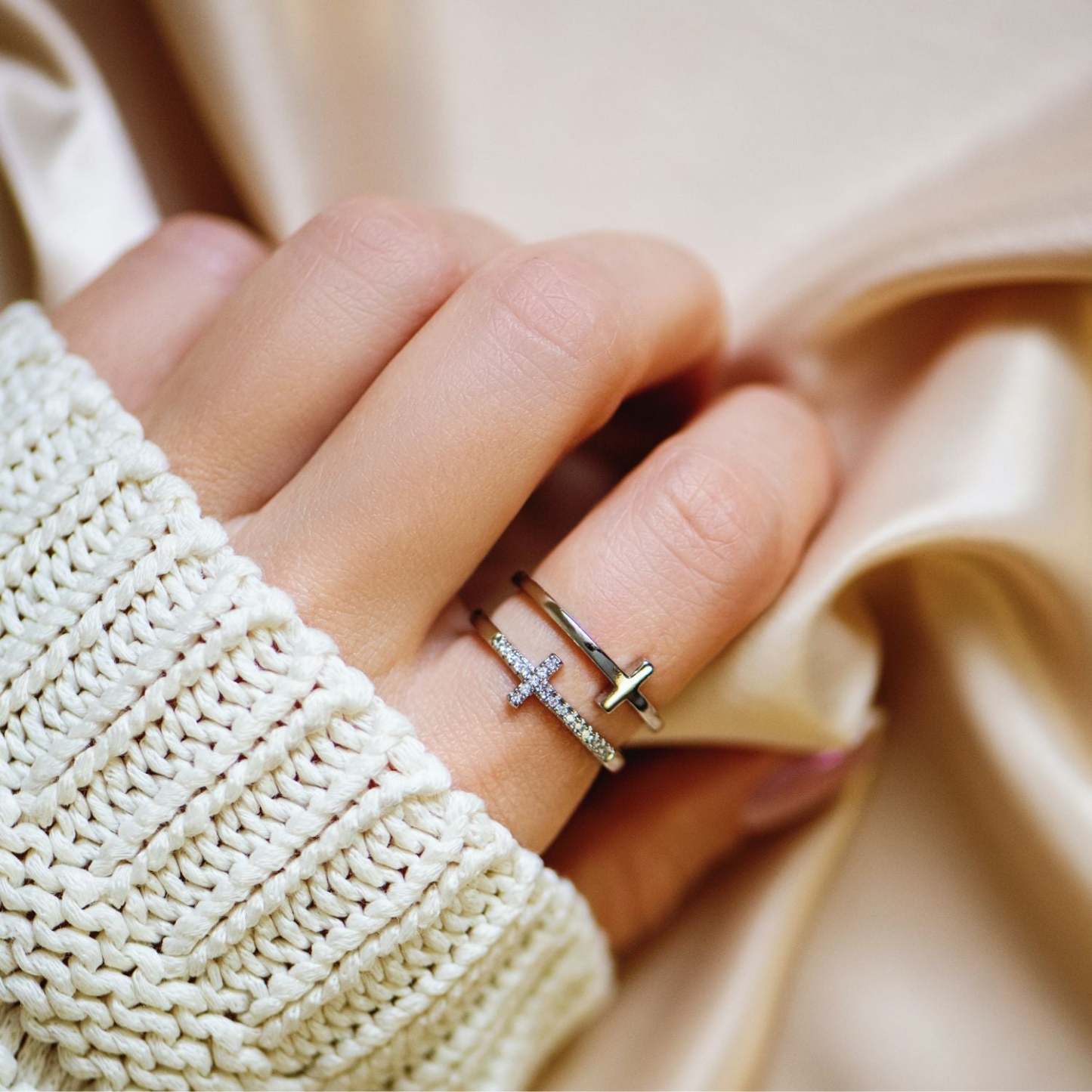 For Daughter - S925 Pray Through It Double Cross Ring