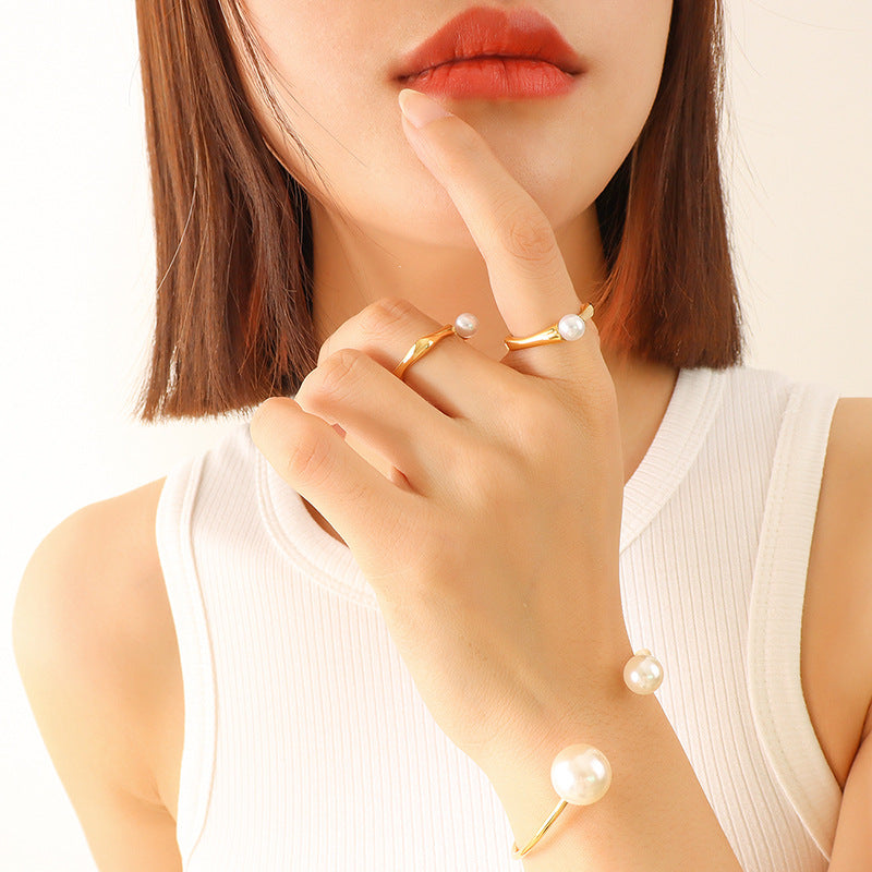Pearl Square Simple Stackable Ring