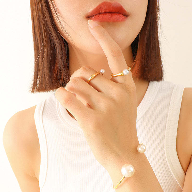 Pearl Square Simple Stackable Ring