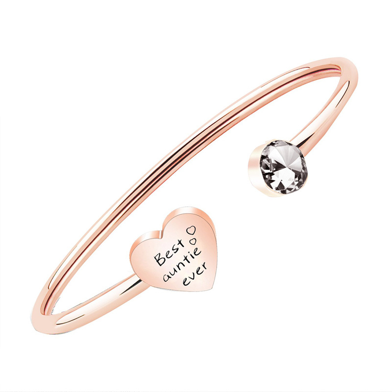 For Aunt/Niece - Best Aunt Heart Diamond Cuff Bracelet