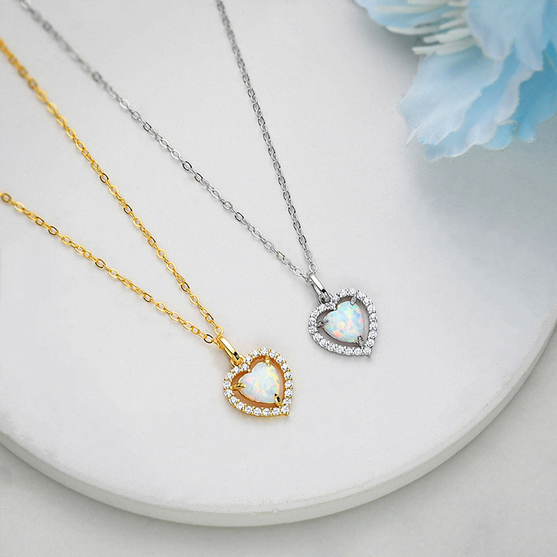 For Self - S925 Love Yourself Unconditionally Heart Opal Necklace