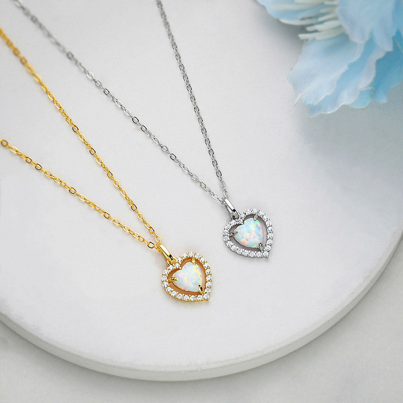 For Self - S925 Love Yourself Unconditionally Heart Opal Necklace