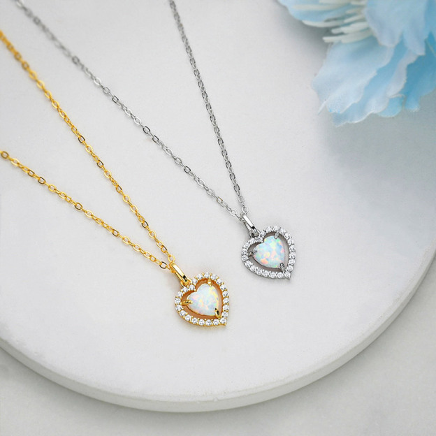 For Self - S925 Love Yourself Unconditionally Heart Opal Necklace