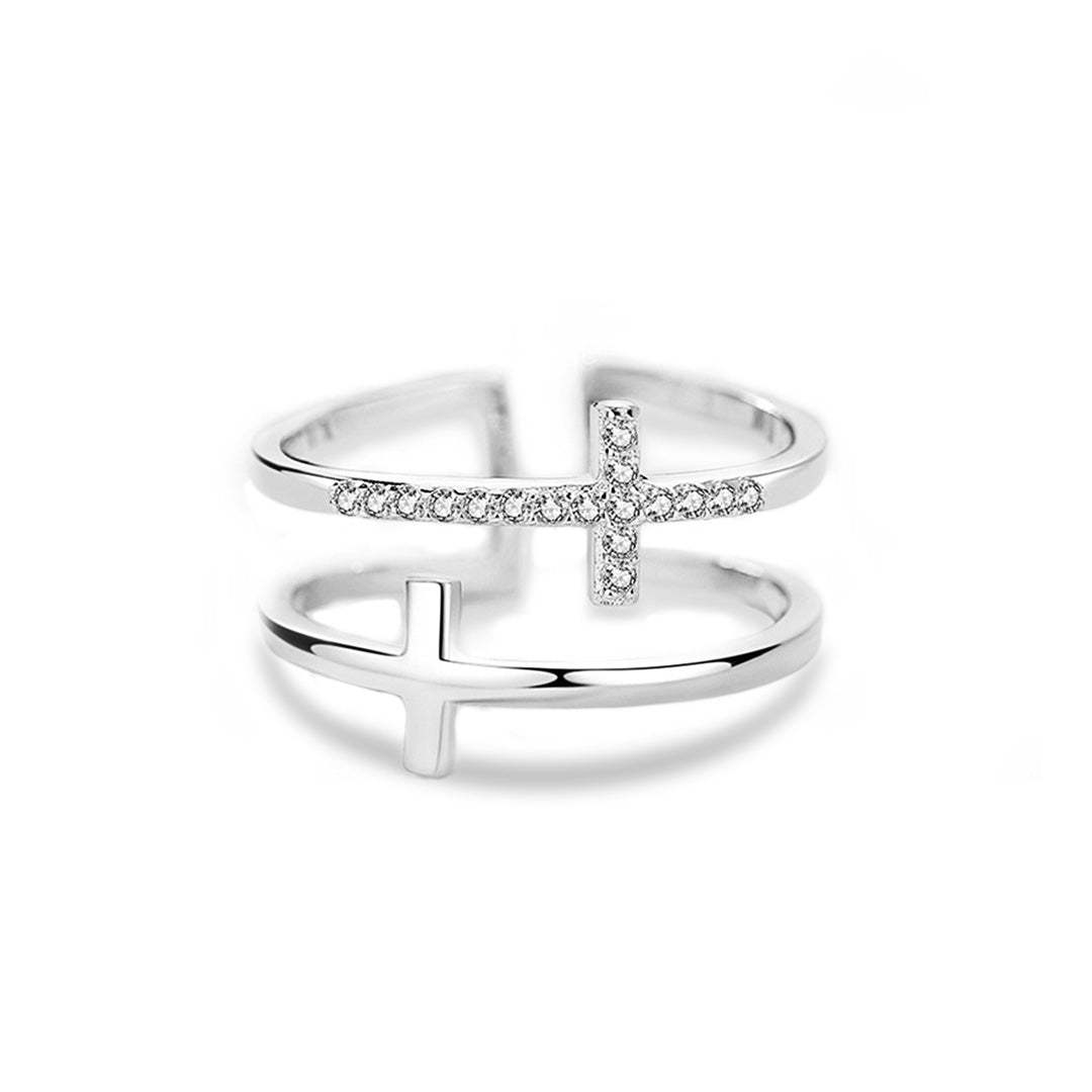 For Daughter - S925 Pray Through It Double Cross Ring