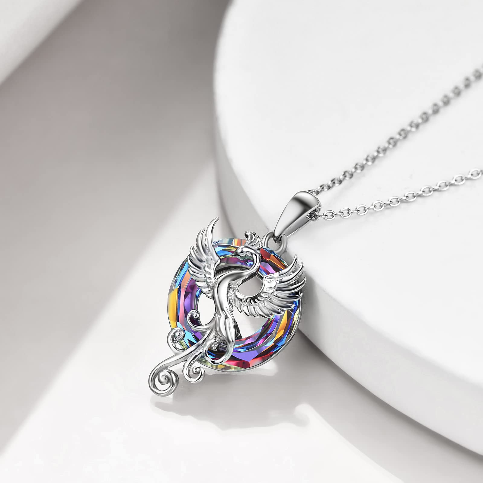 S925 The Fire inside Me  Burns Brighter  than the Fire around Me Flying Phoenix necklace