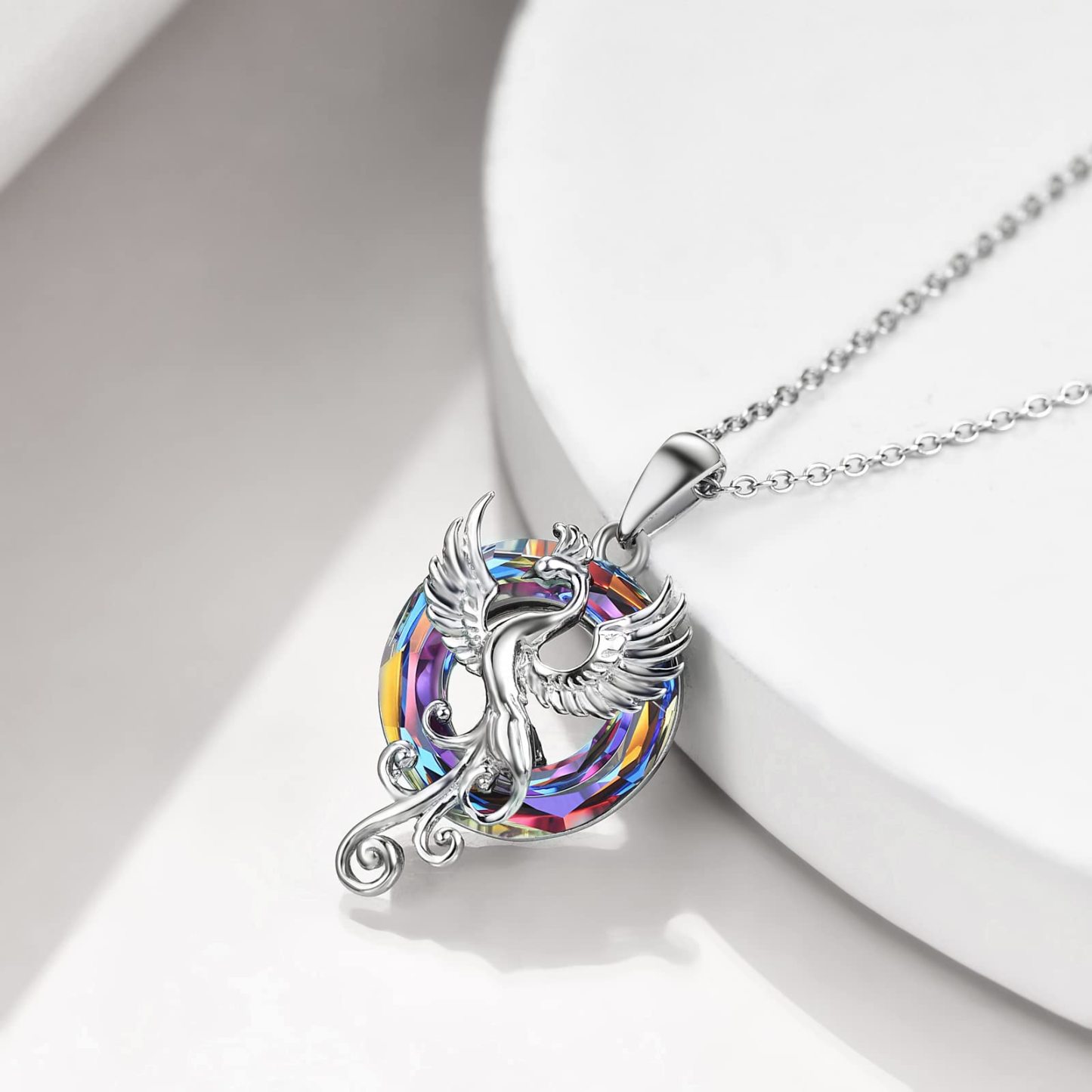 S925 The Fire inside Me Burns Brighter than the Fire around Me Flying Phoenix necklace