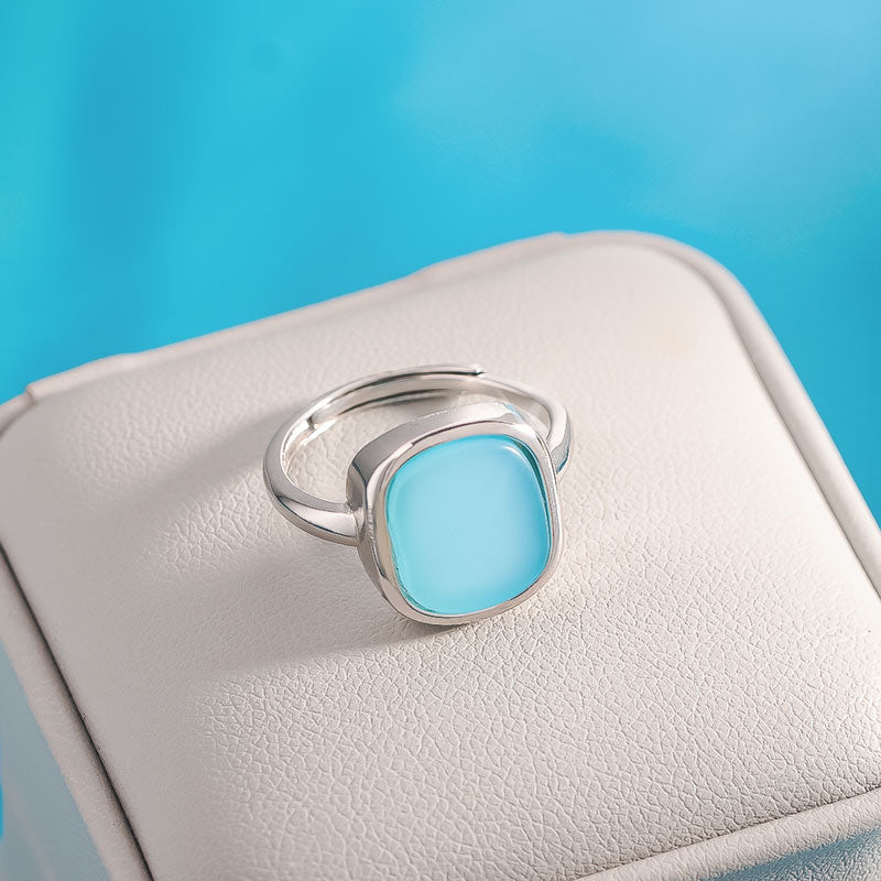S925 Thalassophile Irregular Sea Glass Ring