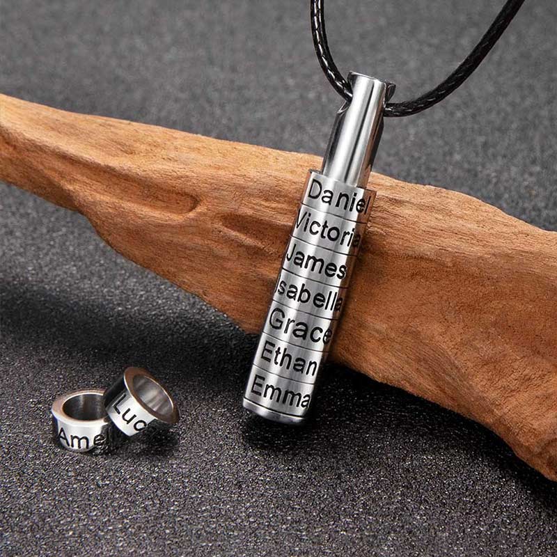 For Father - Cylinder Beads Name Custom Necklace