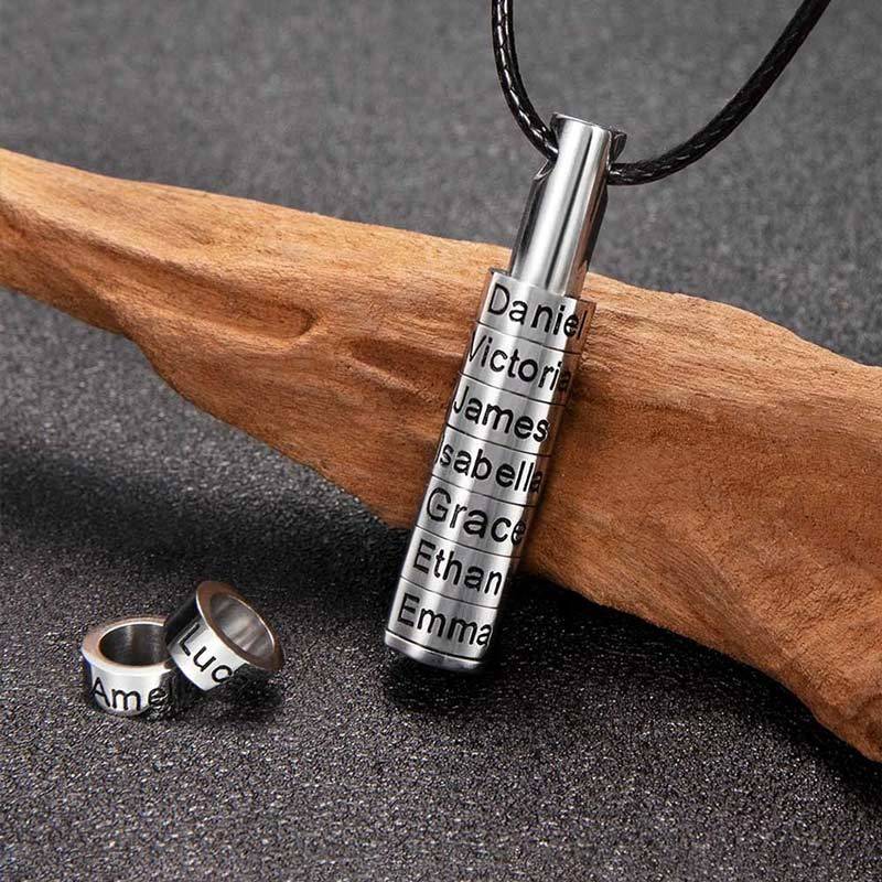For Father - Cylinder Beads Name Custom Necklace