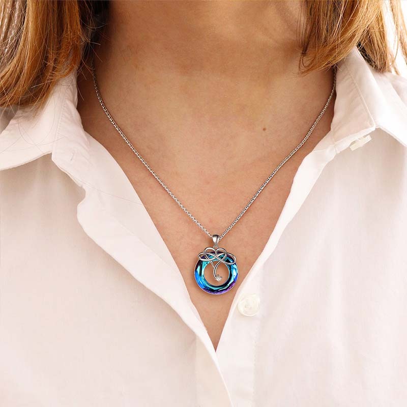 For Love - S925 My Heart Wants Nothing More Than to Be With You Blue Crystal Infinity Necklace