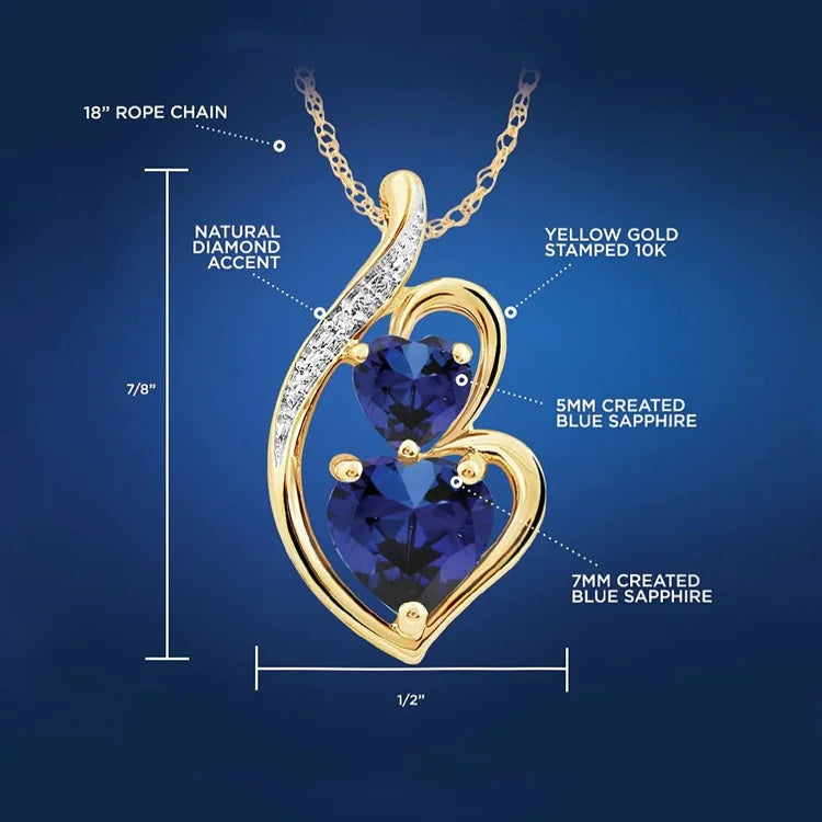 For Granddaughter - We're Connected by The Heart Blue Heart Crystal Necklace