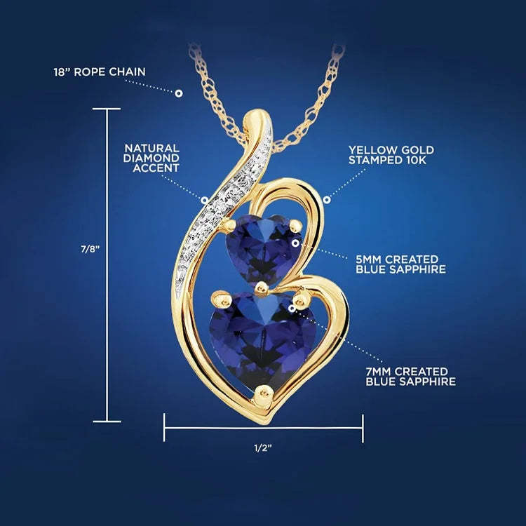 For Love - S925 My Wishes to Smokin' Hot Soulmate Blue Crystal Heart to Heart Necklace