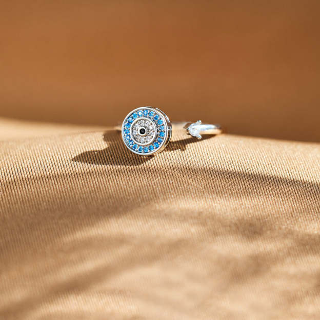 For Daughter - S925 I Will Love & Protect You from Anything You Fear Evil Eye Fidget Ring