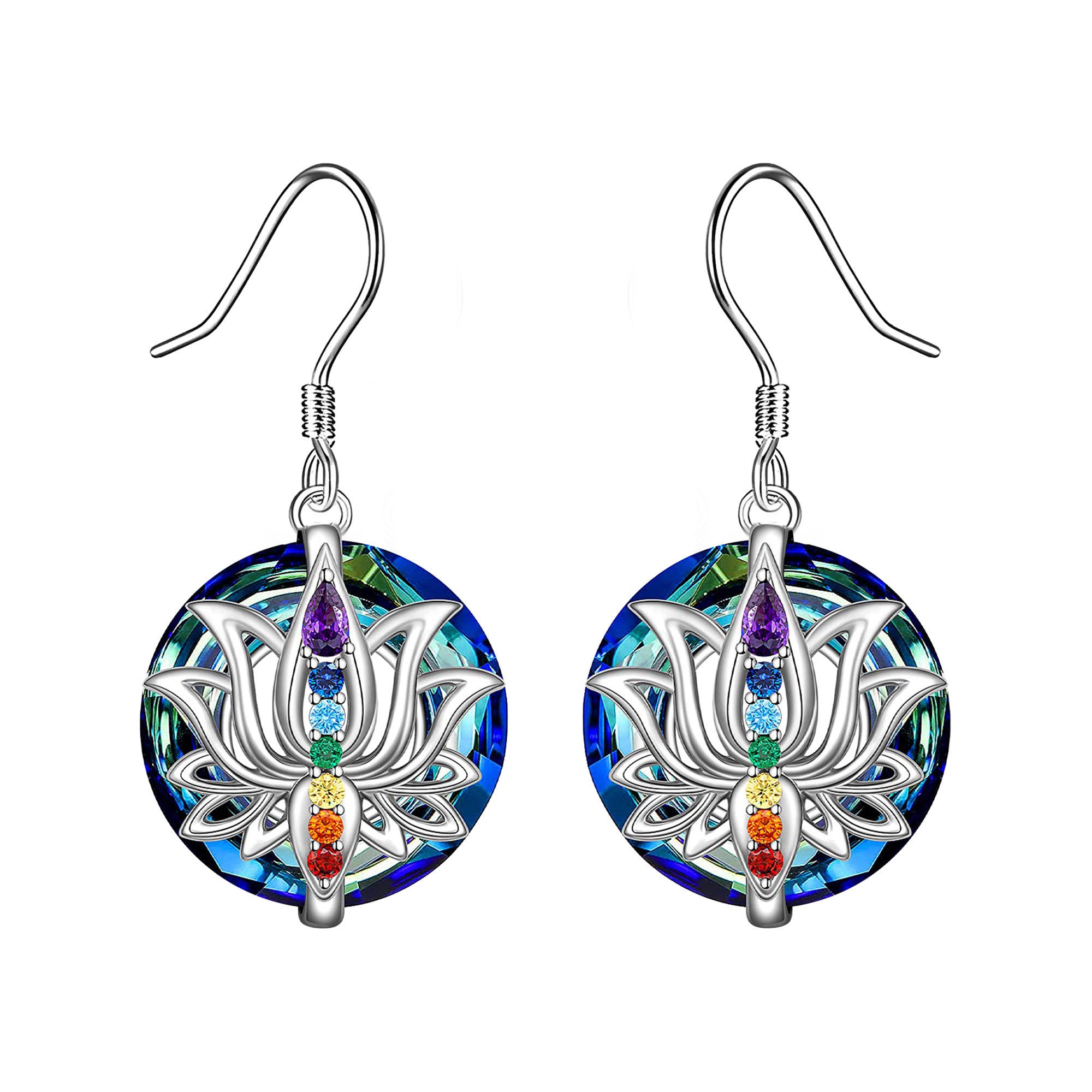 S925 Move on Colorful Crystal Lotus Necklace