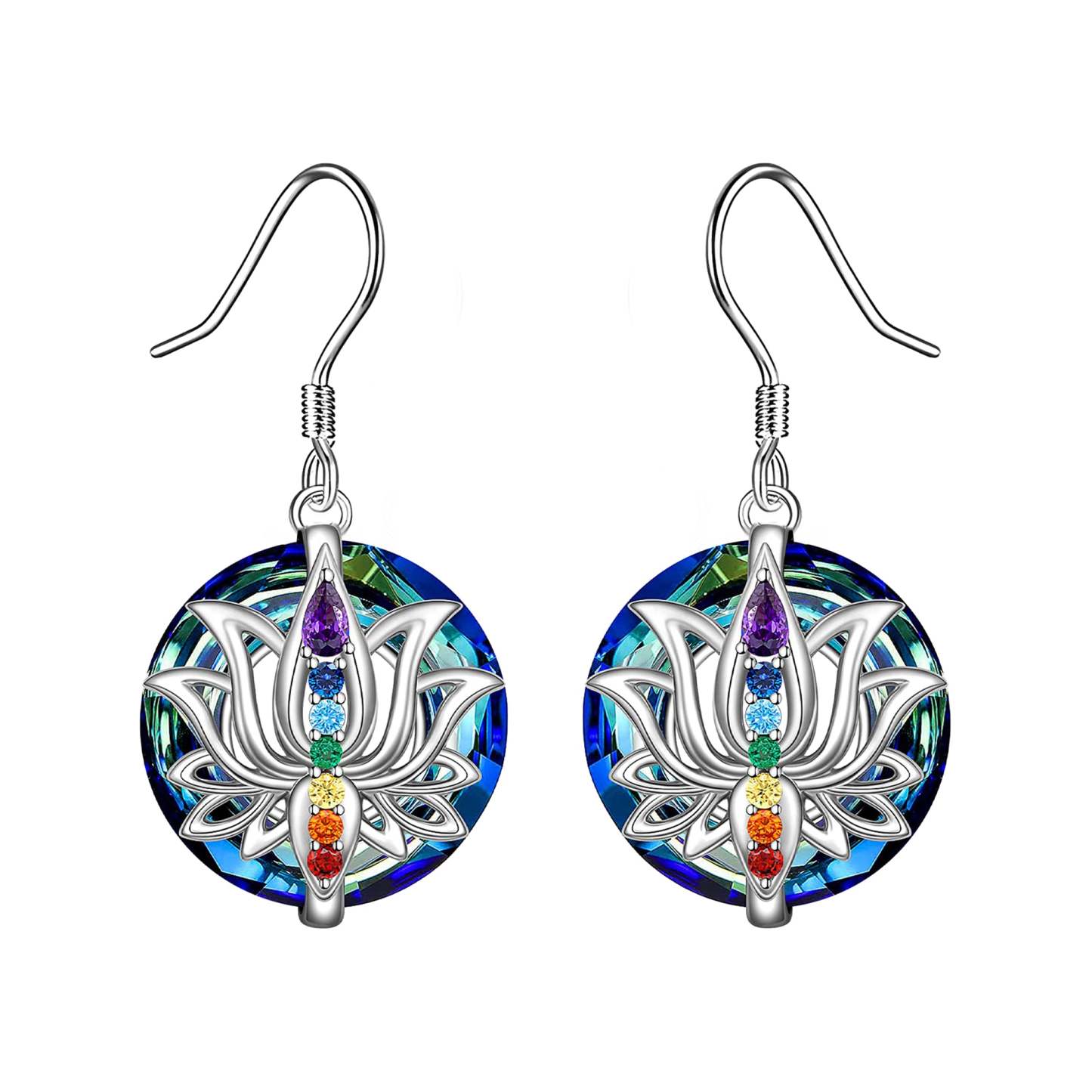S925 Move on Colorful Crystal Lotus Necklace