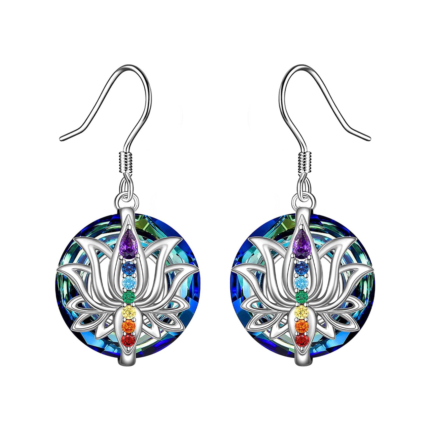 S925 Move on Colorful Crystal Lotus Necklace
